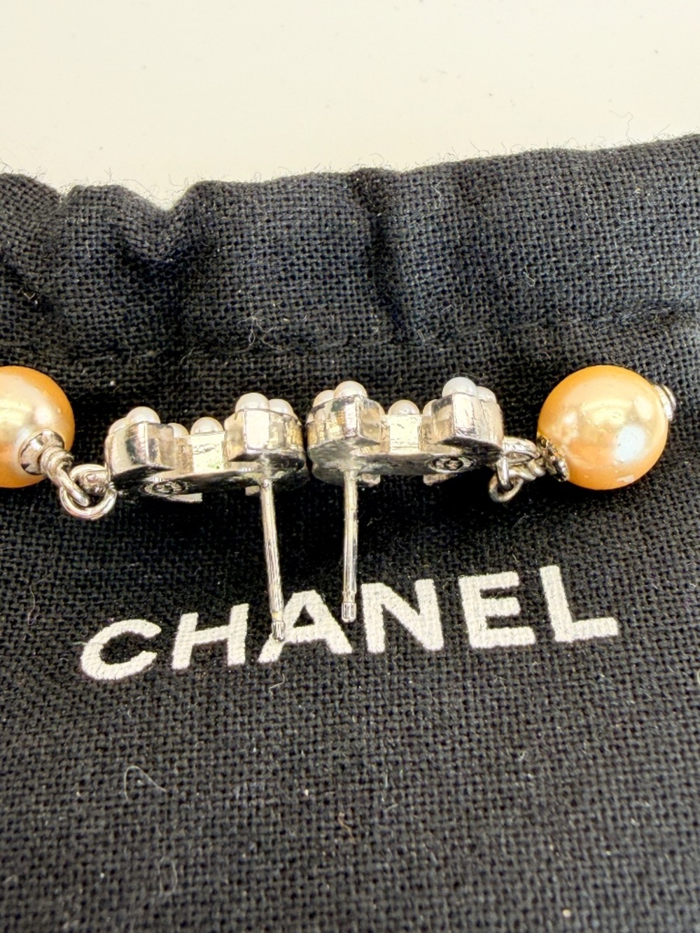 Chanel Pearl CC Drop Earrings - Picture 10 of 13